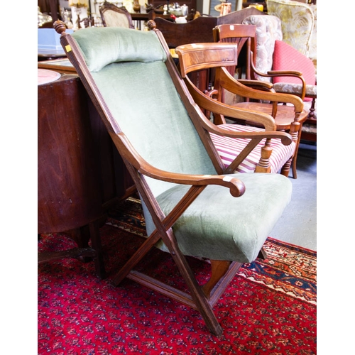 212 - ANTIQUE MAHOGANY X FRAME CHAIR