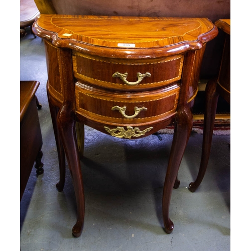 245 - PAIR OF SHAPED FRENCH CONTINENTAL BEDSIDE CHESTS.  55 X 32 X 77