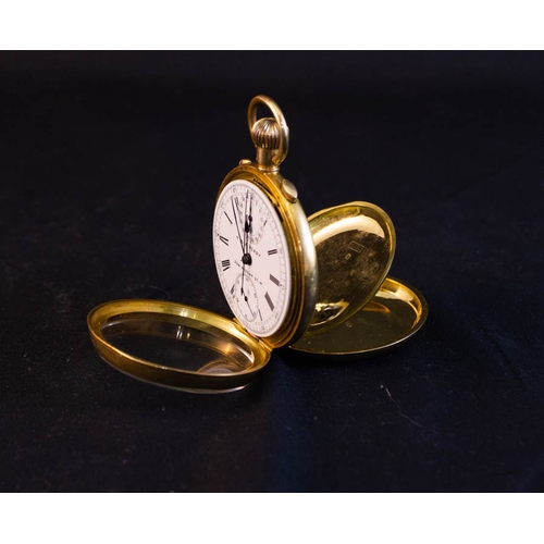 284 - 18K GOLD GENTS POCKET WATCH BY T & J PERRY, 224 REGENT ST. LONDON - 98 GRAMS