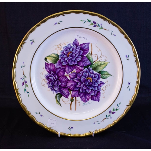 297 - 5 QUALITY BOHEM PORCELAIN HAND PAINTED PLATES. 30 CM DIAMETER. SIGNED AND NUMBERED.