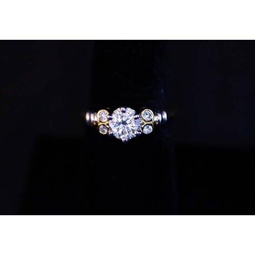 324 - 18K YELLOW GOLD + DIAMOND RING - .75CT DIAMOND SI CLARITY  SIZE O