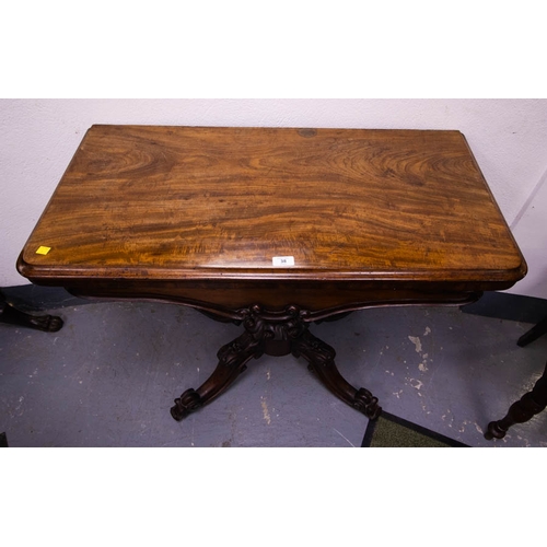 38 - ANTIQUE MAHOGANY FOLDOVER GAMES TABLE . 94CM X 36 X 76CM