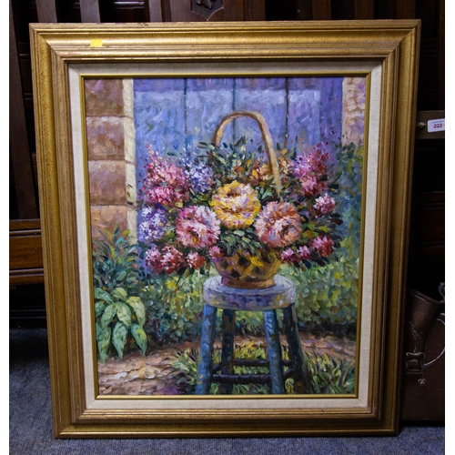 391 - 2 OIL ON CANVAS PICTURES - FLOWER SCENES