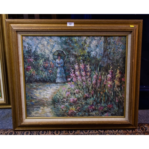 391 - 2 OIL ON CANVAS PICTURES - FLOWER SCENES