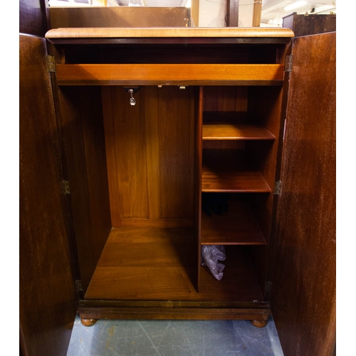 511 - VINTAGE WALNUT GENTS WARDROBE 85 X 50 X 135H CM + MATCHING SUNK CENTRE DRESSING TABLE WITH LONG OVAL... 