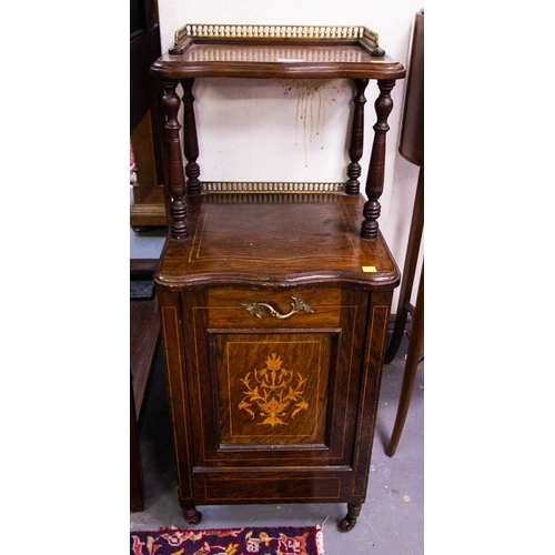 77 - VICTORIAN INLAID ROSEWOOD PURDONIUM . 40 X 38 X 94