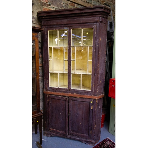 87 - LARGE VERNACULAR PINE GLAZED CORNER CABINET