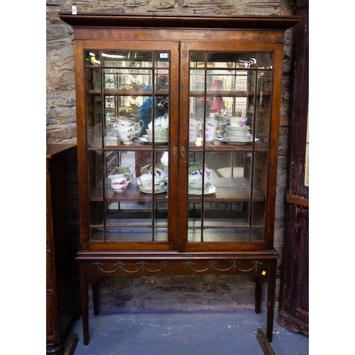 88 - VICTORIAN MAHOGANY 2 DOOR BOOKCASE ON LEGS 120 X 40 X 185H CM