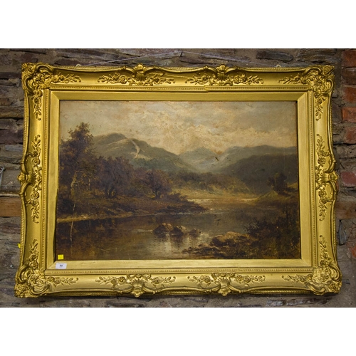 89 - ANTIQUE LARGE OIL ON CANVAS COUNTRY SCENE AF 120 X 90H CM