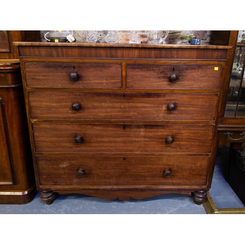 92 - ANTIQUE MAHOGANY 2 OVER 3 DRAWER CHEST. 151W X 53D X 103H CM