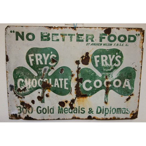 ORIGINAL FRYS CHOCOLATE " NO BETTER FOOD" 300M GOLD MEDALS & DIPLOMAS  EMBOSSED SIGN 77 X 54 CM
