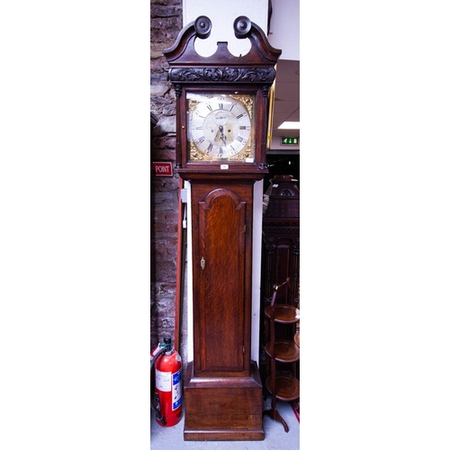 OAK CASE GRANDFATHER CLOCK, FITZPATRICK, DUBLIN 53 X 223H CM