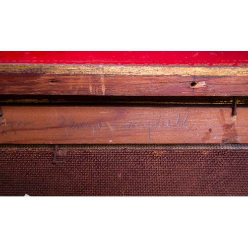 242 - OIL ON CANVAS LOADING THE PEAT WAGON SIGNED CAMPBELL 70 X 50H CM