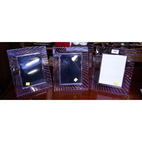 251 - 3 WATERFORD CRYSTAL MILLENNIUM CROSS PHOTO FRAMES