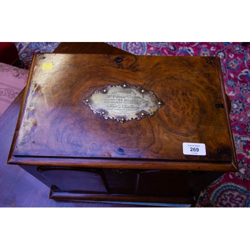 269 - QUALITY ANTIQUE WALNUT WRITING BOX  40 X 24 X 35 CM HIGH