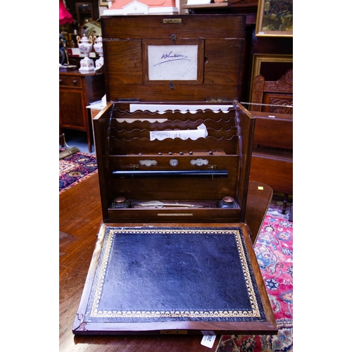 269 - QUALITY ANTIQUE WALNUT WRITING BOX  40 X 24 X 35 CM HIGH