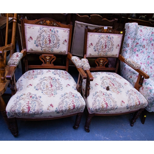 279 - PAIR OF INLAID EDWARDIAN ELBOW CHAIRS