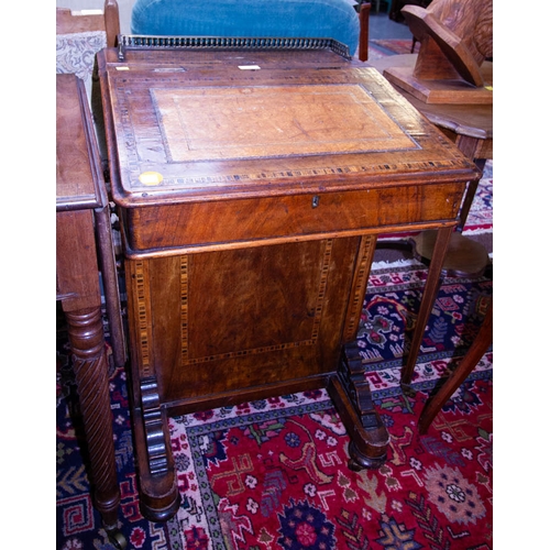 286 - ANTIQUE MAHOGANY DAVENPORT WITH BRASS GALLERY. 53 X 53 X79