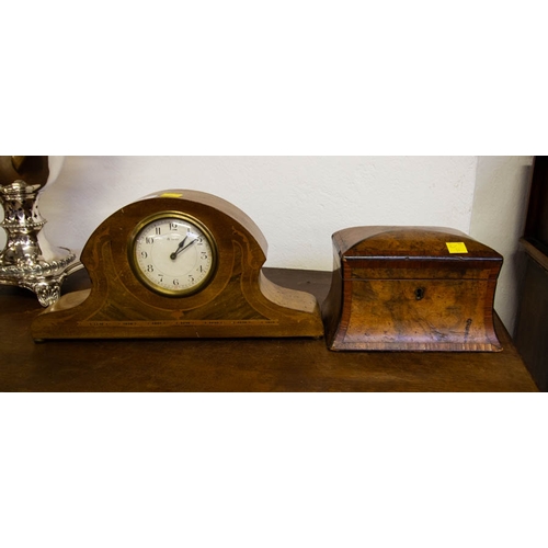 293 - INLAID MANTLE CLOCK + INLAID BOX