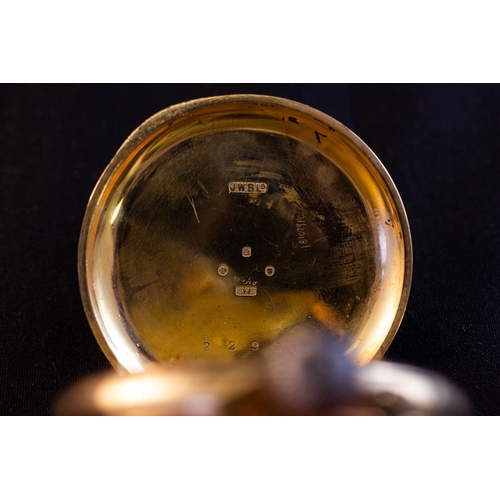 479 - 9K GOLD GENTS POCKET WATCH BY BENSON, LONDON. 72 grams