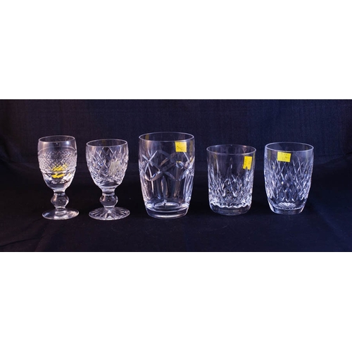 487 - PAIR OF WATERFORD CRYSTAL KERRY LARGE TUMBLERS, PAIR OF BOYNE TUMBLERS, 3 LISMORE TUMBLERS + 2 SHERR... 