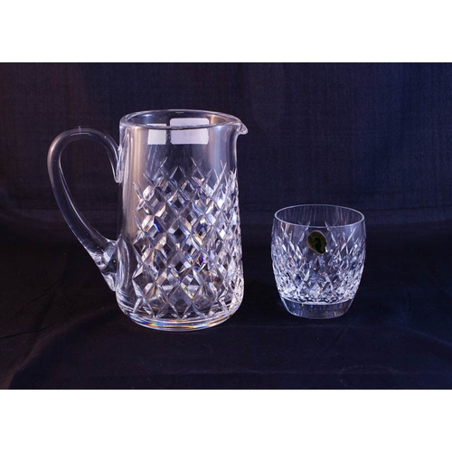 488 - WATERFORD CRYSTAL BOYNE JUG + 7 WHISKEY GLASSES