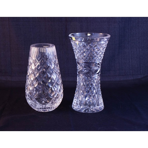 493 - WATERFORD CRYSTAL WAISTED VASE 20 CM HIGH + WATERFORD VASE 18 CM