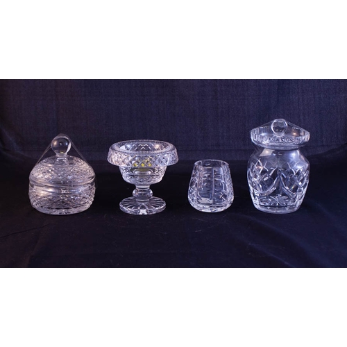 497 - WATERFORD CRYSTAL JAM POT, MINI BOWL + 2
