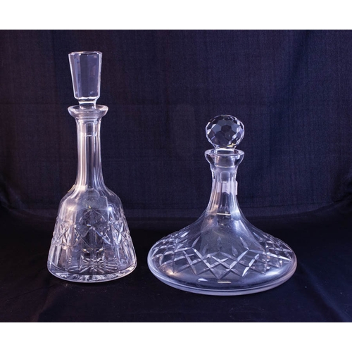 498 - WATERFORD CRYSTAL DECANTER - CLOUDED + TYRONE CRYSTAL SHIPS DECANTER