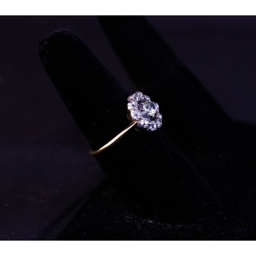 503 - VICTORIAN DIAMOND CLUSTER RING SET IN 18K YELLOW GOLD - SIZE P