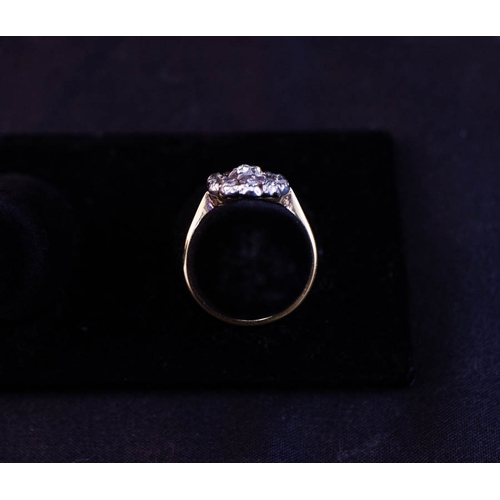 503 - VICTORIAN DIAMOND CLUSTER RING SET IN 18K YELLOW GOLD - SIZE P