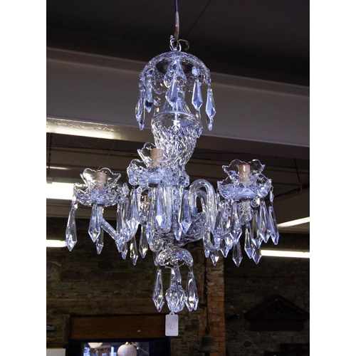 513 - WATERFORD CRYSTAL 5 BRANCH CHANDELIER 40W X 60 DROP CM