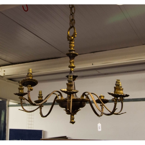 524 - ANTIQUE 8 BRANCH BRASS LIGHT