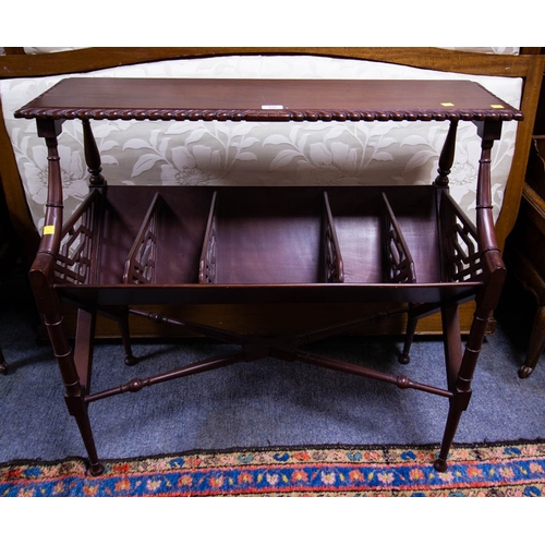 531 - MAHOGANY BOOK TROUGH WITH X FRAME STRETCHER