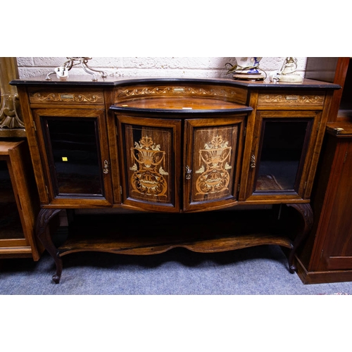 536 - INLAID ROSEWOOD SHAPED CABINET 137W X 38D X 107H CM