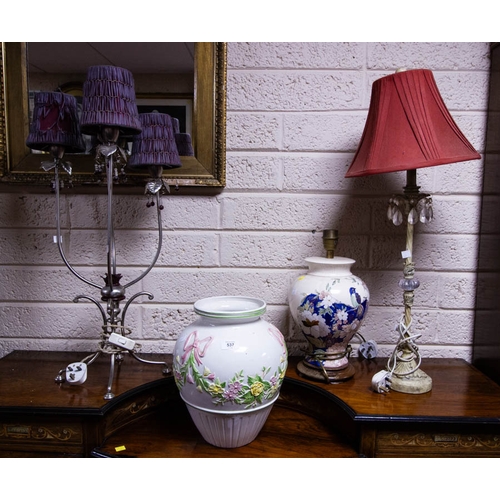 537 - 3 INTERESTING LAMPS & VASE - PROCEEDS TO HOSPICE
