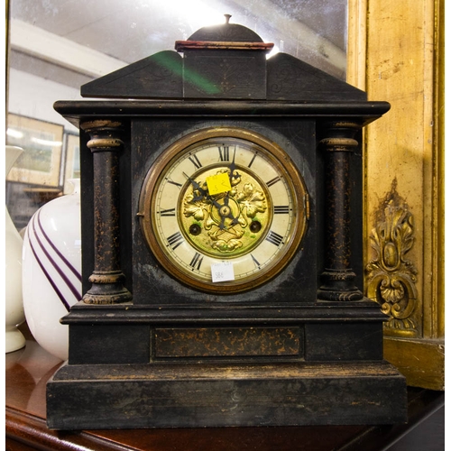 586 - ANTIQUE WALL CLOCK & MANTLE CLOCK