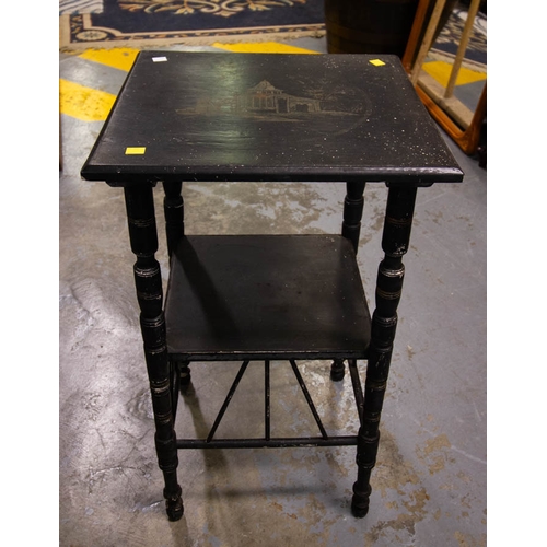 634 - JAPANESE LACQUERED BOX + LACQUERED 2 TIER TABLE