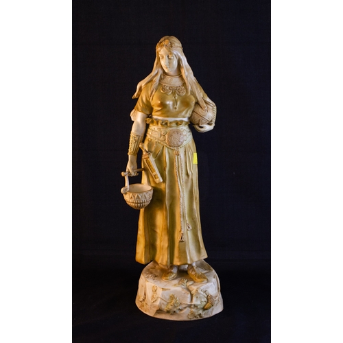 13 - PAIR OF ERNST WAHLISS ROYAL VIENNA FIGURES OF HUNTER AND HUNTRESS 40H CM WITH REGISTRATION NOS ON BA... 