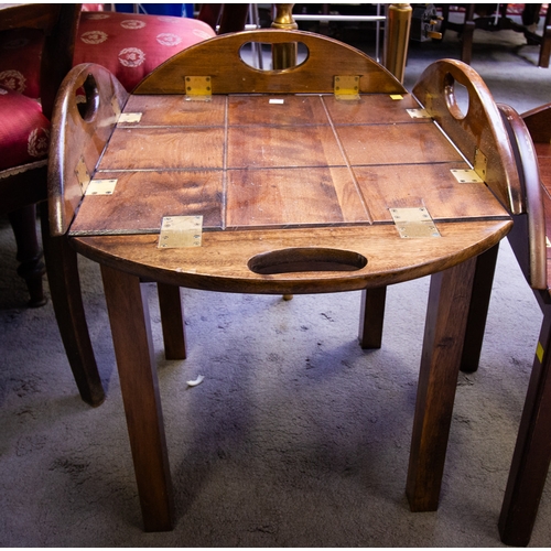 40 - 2 TRAY TOP COFFEE TABLES 71 X 45 X 52 CM AND  46 X 46 X 56 CM HIGH