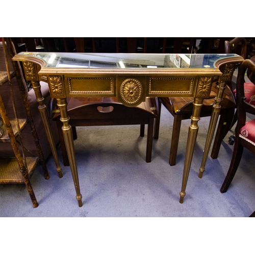 47 - CONTEMPORARY GILT CONSOLE TABLE . 110, 30 , 84CM H