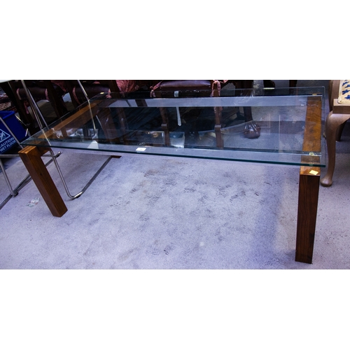54 - MODERN GLASS TOP COFFEE TABLE 132W X 66D X 46H CM