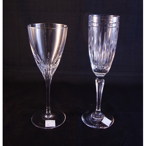 55 - SET OF 4 WATERFORD MARQUIS CLARIA PLATINUM WINE GLASSES + SET OF 4 HANOVER CHAMPAGNE FLUTES