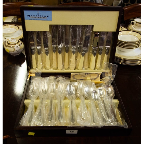 437 - NEWBRIDGE SILVER PLATED CANTEEN OF CUTLERY - 8 PLACE SETTING - AS NEW