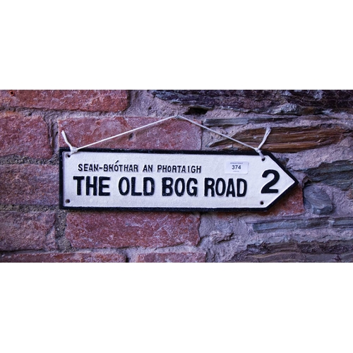 CAST IRON THE OLD BOG ROAD FINGER SIGN 40 X 10CM