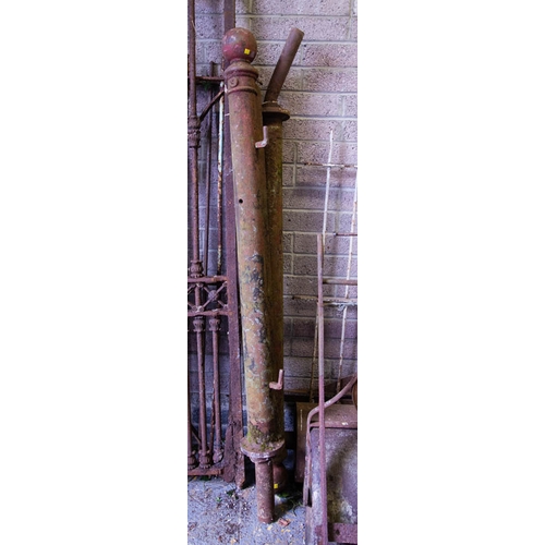 2 QUALITY ANTIQUE IRON STABLE POST . 175CM H