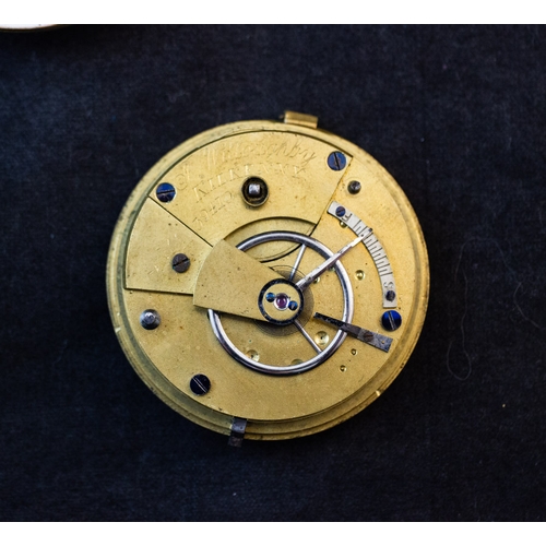 245 - THREE POCKET WATCH MOVEMENTS, SIGNED ‘WILLIAM WATERS, 2 UPPER GEORGE STREET, KINGSTOWN’; ‘J. WILLOUG... 