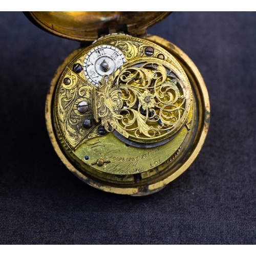 249 - GILT-METAL PAIR-CASE VERGE POCKET WATCH, MOVEMENT SIGNED ‘HU. CUNNINGHAM, DUBLIN, NO. 101’