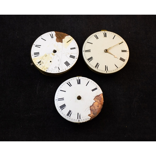 251 - THREE EARLY 19TH-CENTURY DUBLIN VERGE POCKET WATCH MOVEMENTS, SIGNED ‘MAY & SONS’, ‘O’REILLY’, AND ‘... 