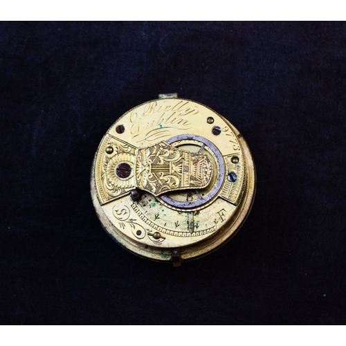 251 - THREE EARLY 19TH-CENTURY DUBLIN VERGE POCKET WATCH MOVEMENTS, SIGNED ‘MAY & SONS’, ‘O’REILLY’, AND ‘... 